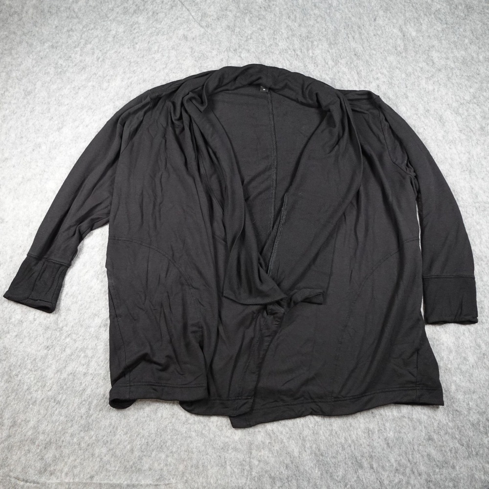 Athleta Cardigan Women 2X Black‎ Pranayama Restore Rib Wrap Open Front